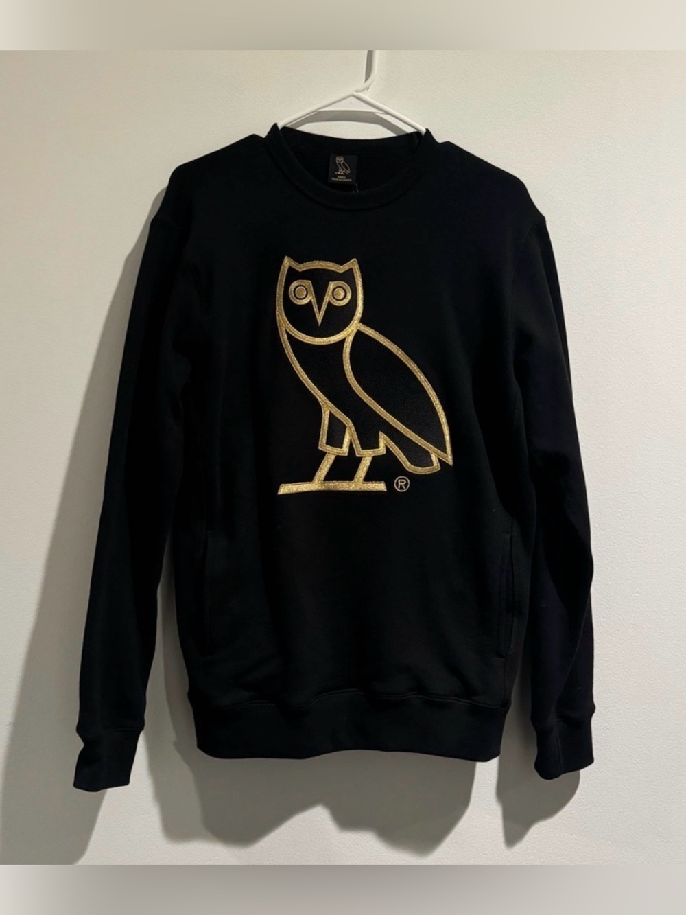 OVO October’s Very Own OG Owl Black Gold Crewneck Sweatshirt S NWOT